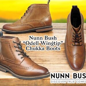 Nunn Bush Men's Odell Wingtip Dress Casual Chukka Boot, (Cognac) Size 13